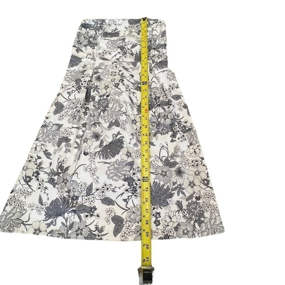 OLD NAVY Strapless Gray & White Floral Midi Party Strapless Dress, Size 6 - Picture 8 of 16